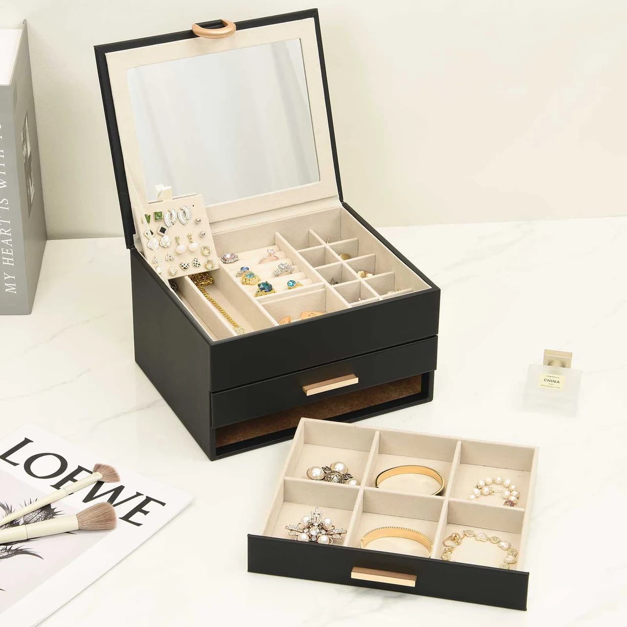 Black Jewelry Box FX-G402-1BK — product photograph