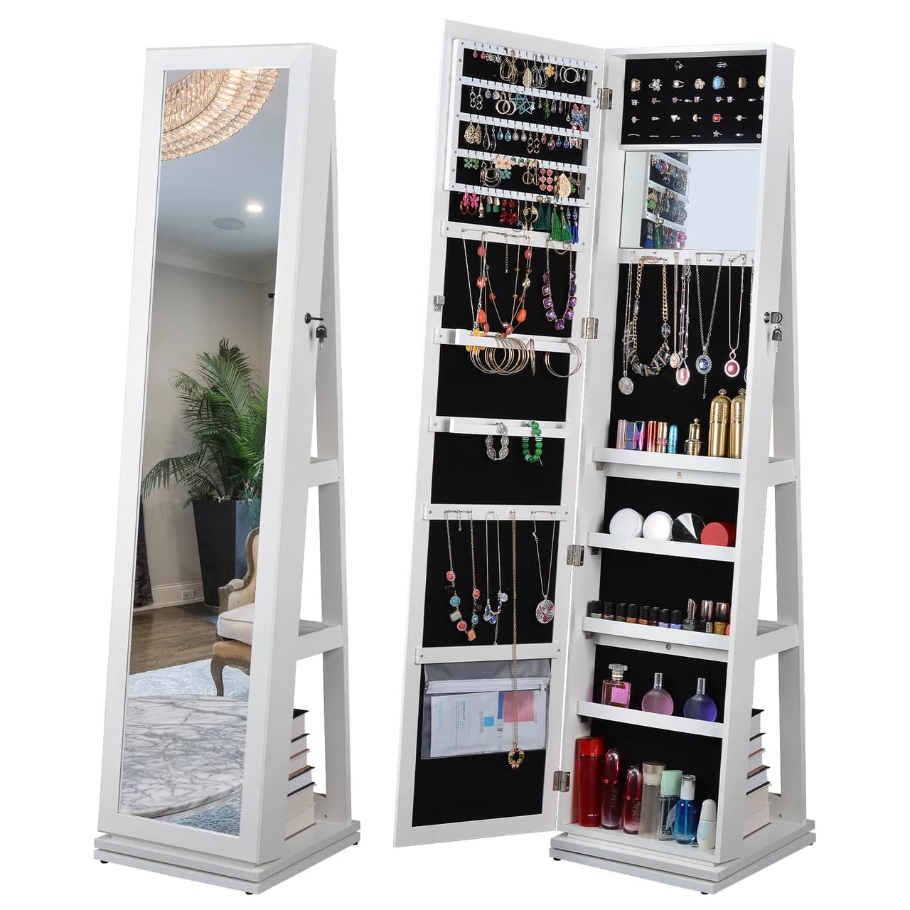 White Mirror Jewelry Cabinet FX-P175578 — product photograph