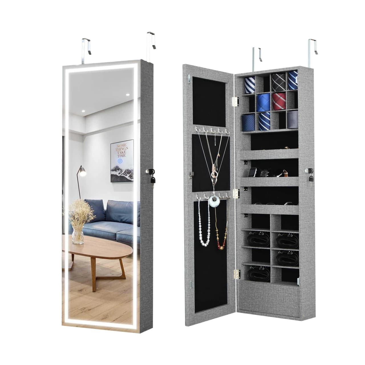 White Mirror Jewelry Cabinet FX-P201001 — product photograph