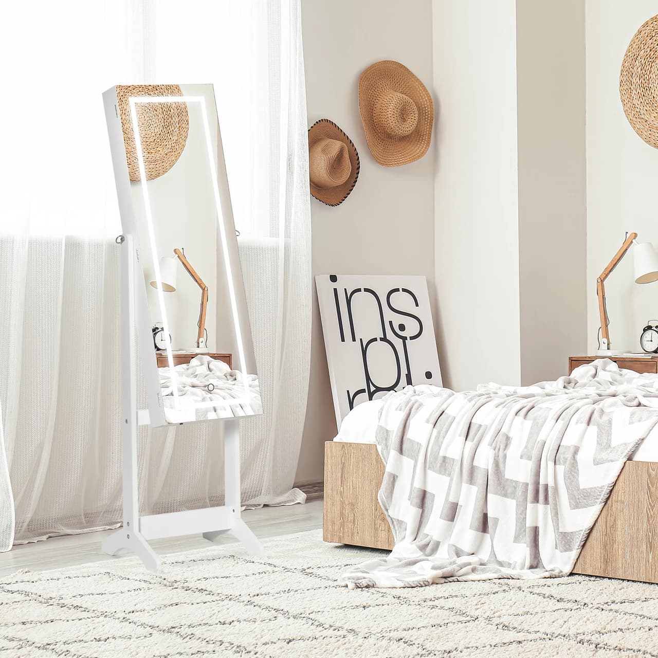 White Mirror Jewelry Cabinet FX-P217021 — product photograph