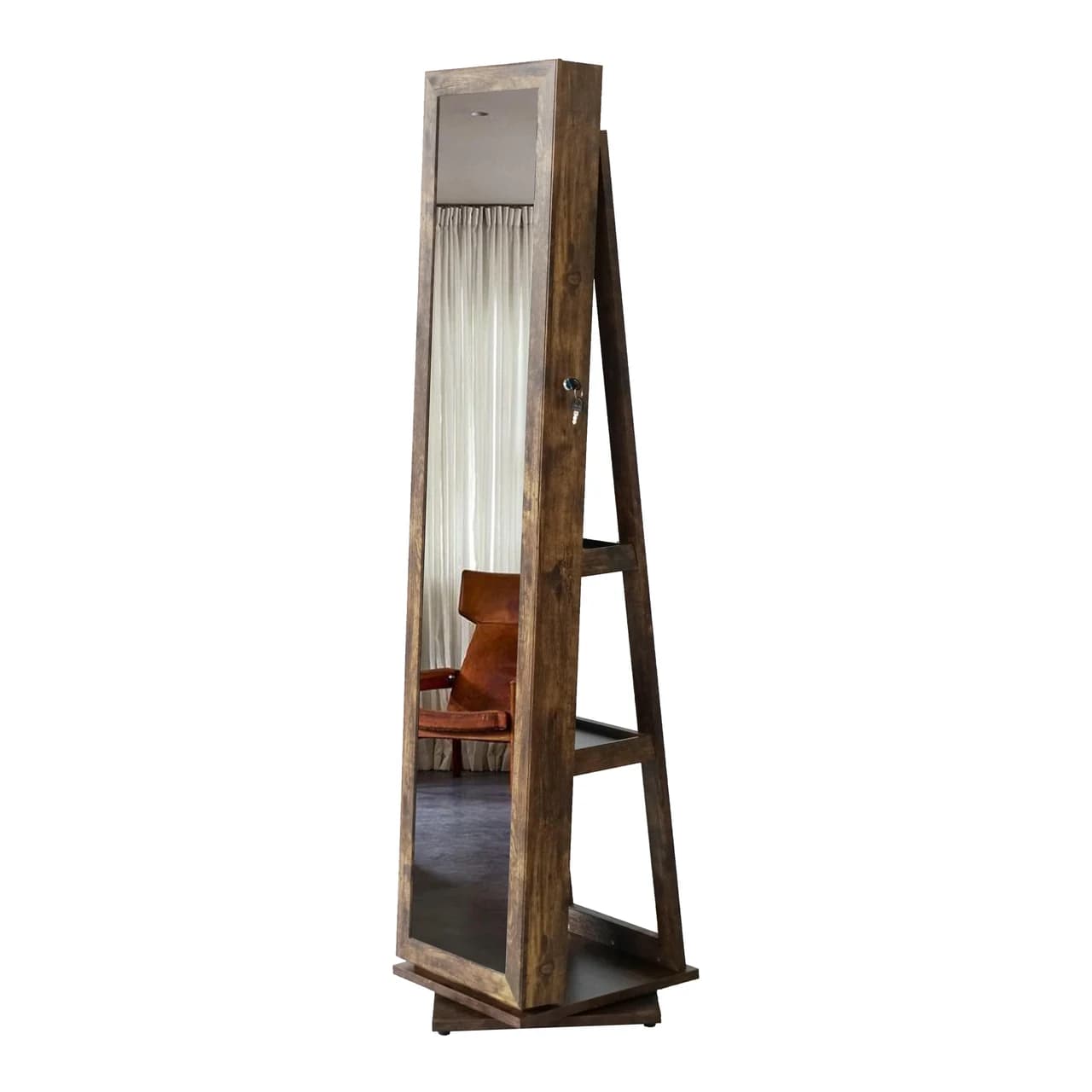 Brown Mirror Jewelry Cabinet FX-P232468 — product photograph