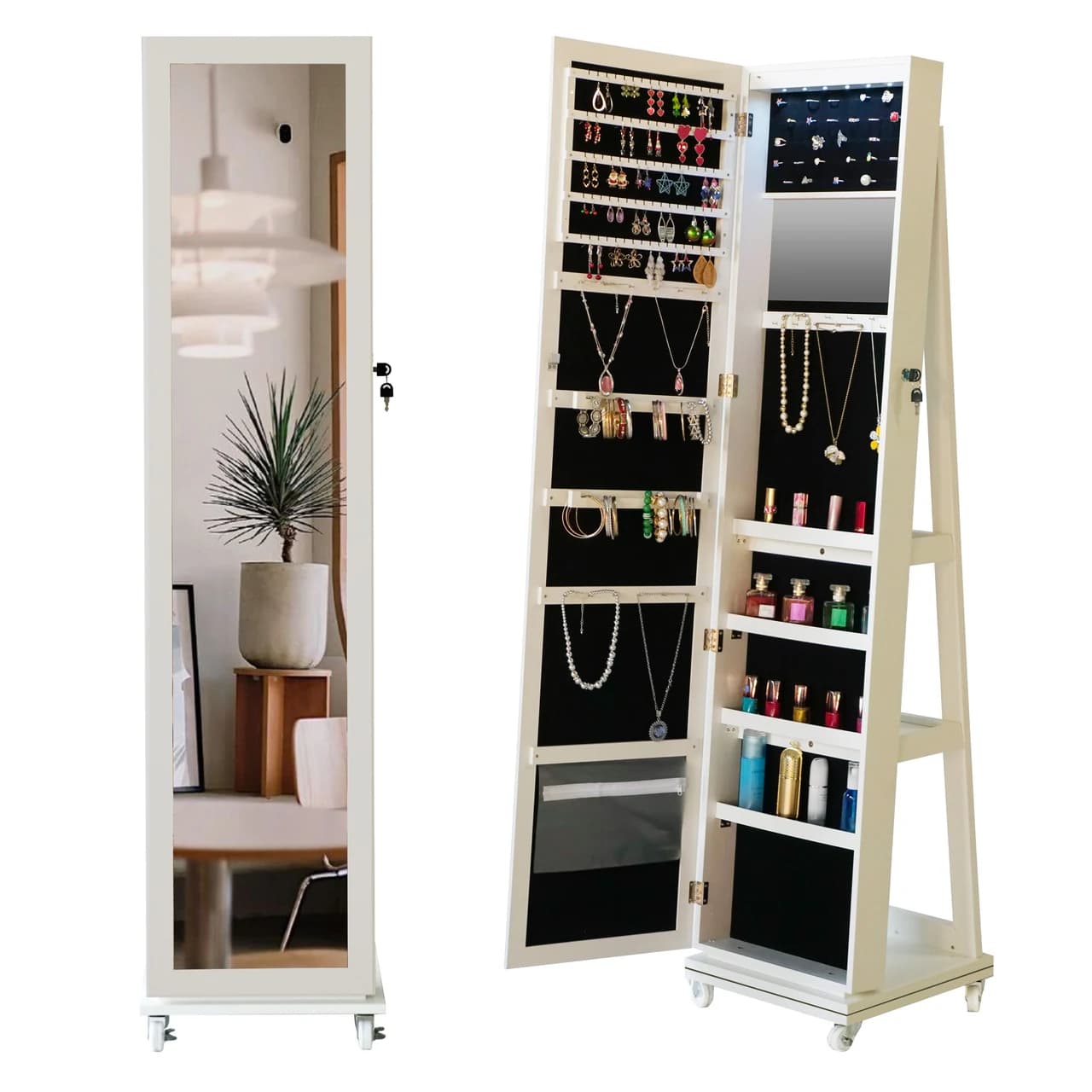 White Mirror Jewelry Cabinet FX-P232469 — product photograph