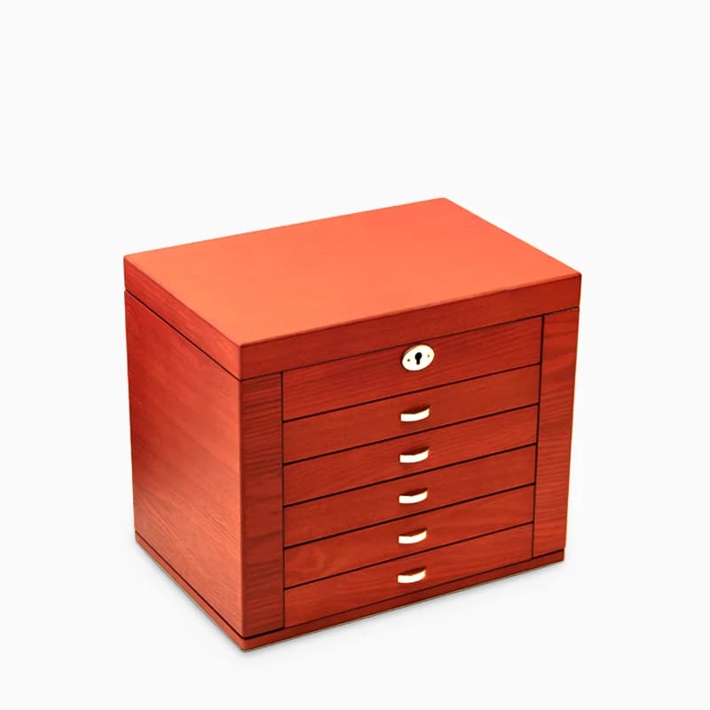 Red-brown woodgrain Jewelry Box — product photograph