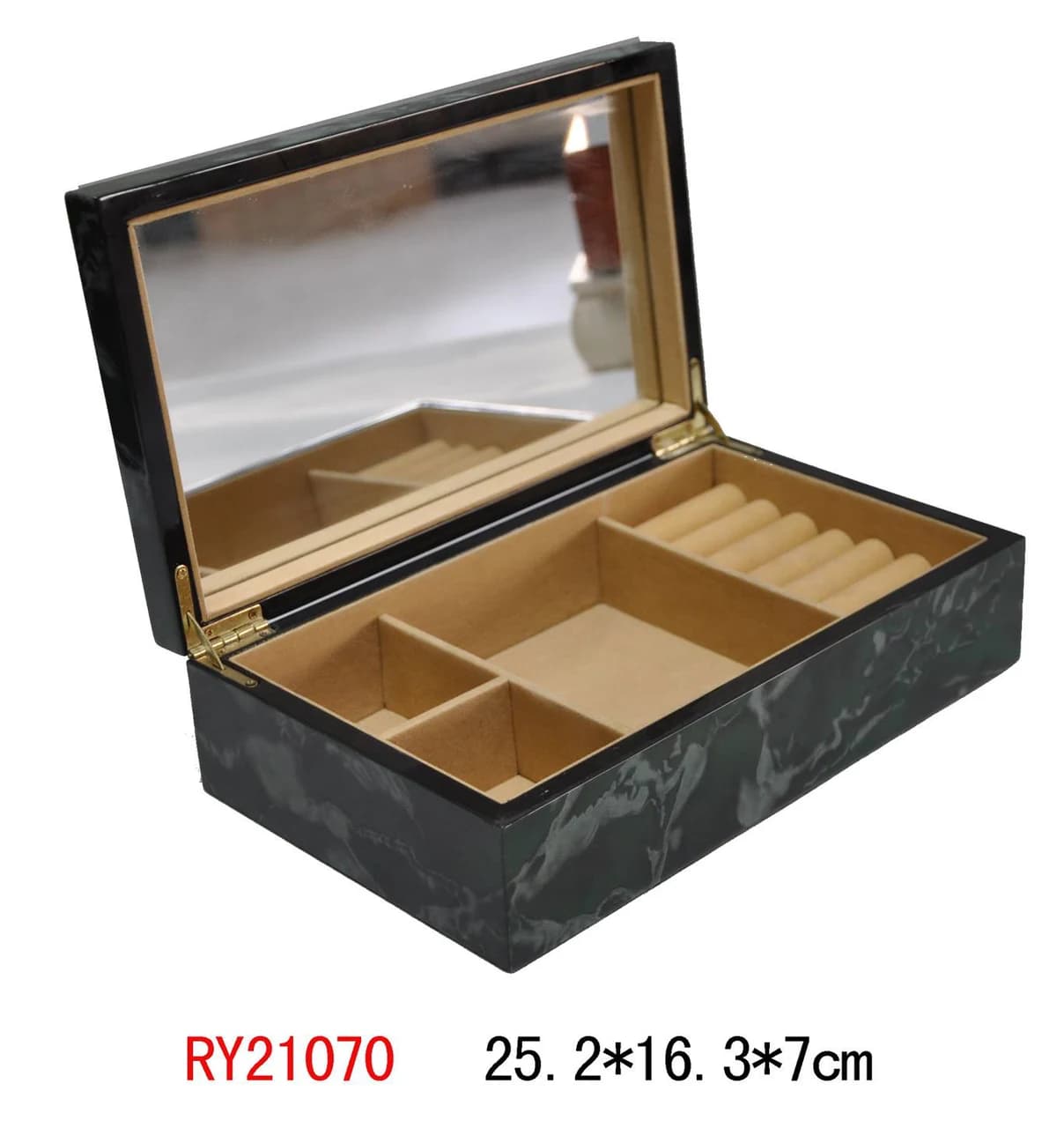 Green patterned Jewelry Box RY21070 — product photograph