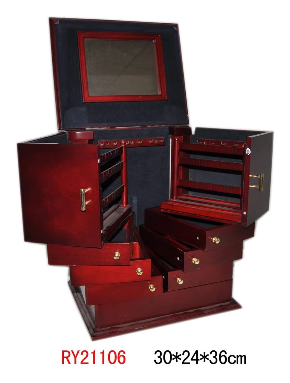 Dark red wood-tone Jewelry Cabinet RY21106 — product photograph