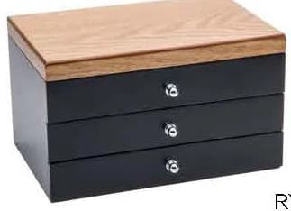 Black with light wood-look lid Jewelry Box RY24006-B — product photograph
