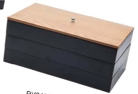 Black with light wood-look lid Jewelry Tray RY24010-B — product photograph