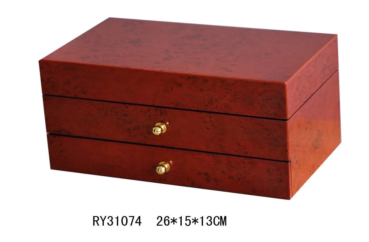 Reddish burl woodgrain Jewelry Box RY31074 — product photograph