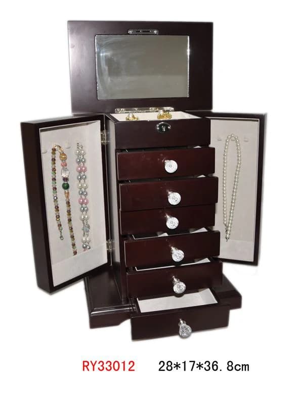 Brown wood-tone Jewelry Cabinet RY33012 — product photograph
