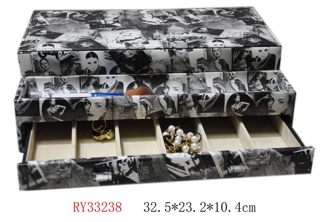 Black / white patterned Jewelry Box RY33238 — product photograph