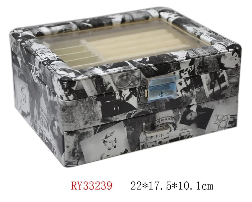 Black / white patterned Jewelry Box RY33239 — product photograph