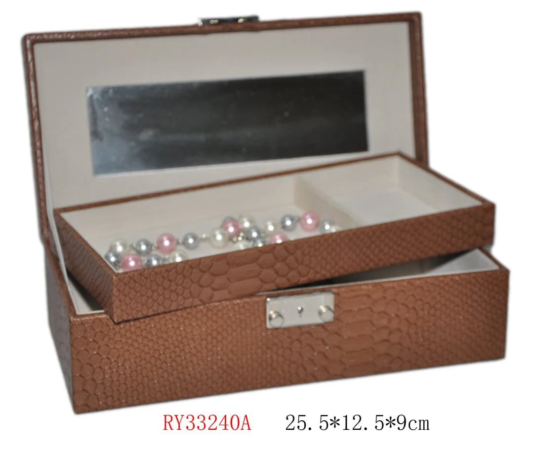 Brown patterned Jewelry Box RY33240A — product photograph
