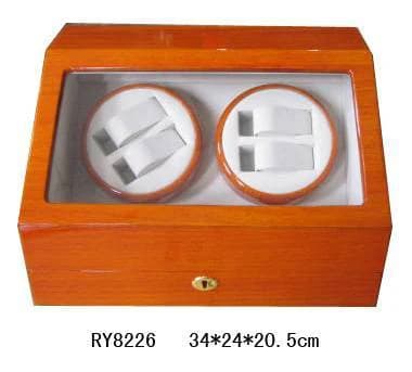 Reddish burl woodgrain Watch Winder RY8226 — product photograph