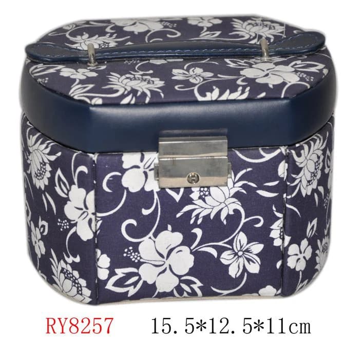 Dark blue floral Jewelry Box RY8257 — product photograph