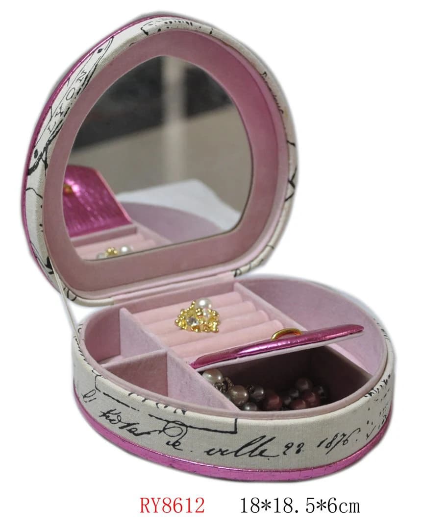 Black / white patterned with pink trim Jewelry Box RY8612 — product photograph
