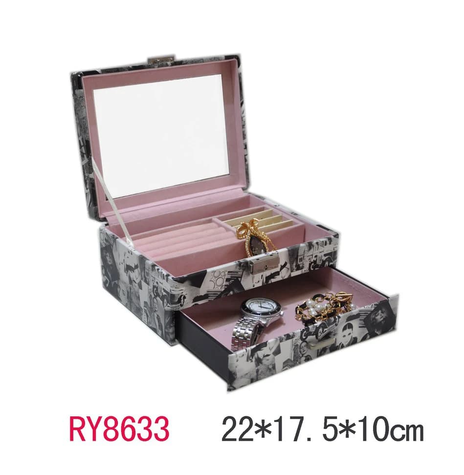 Black / white patterned Jewelry Box RY8633 — product photograph