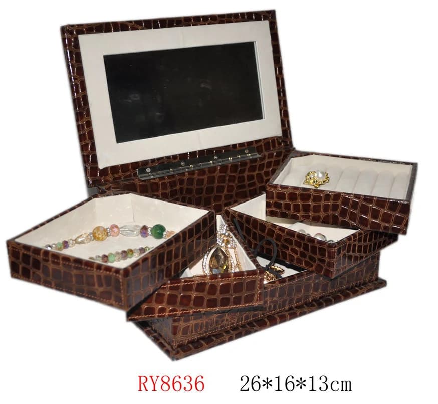 Brown patterned Jewelry Box RY8636 — product photograph