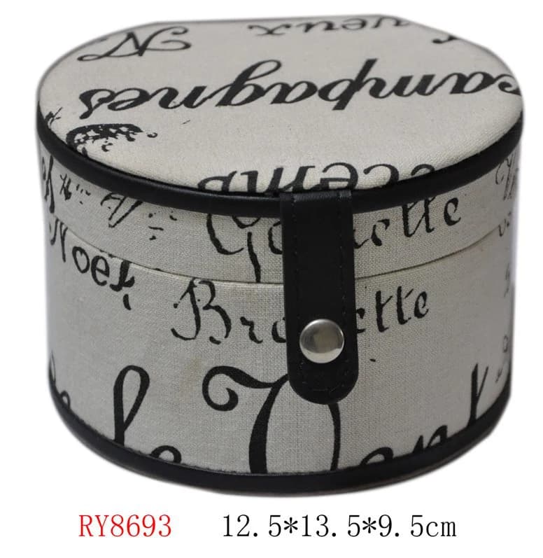 Black / white patterned with pink lining Jewelry Box RY8693 — product photograph
