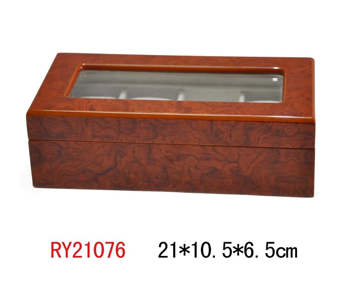 Reddish burl woodgrain Watch Box RY21076 — product photograph