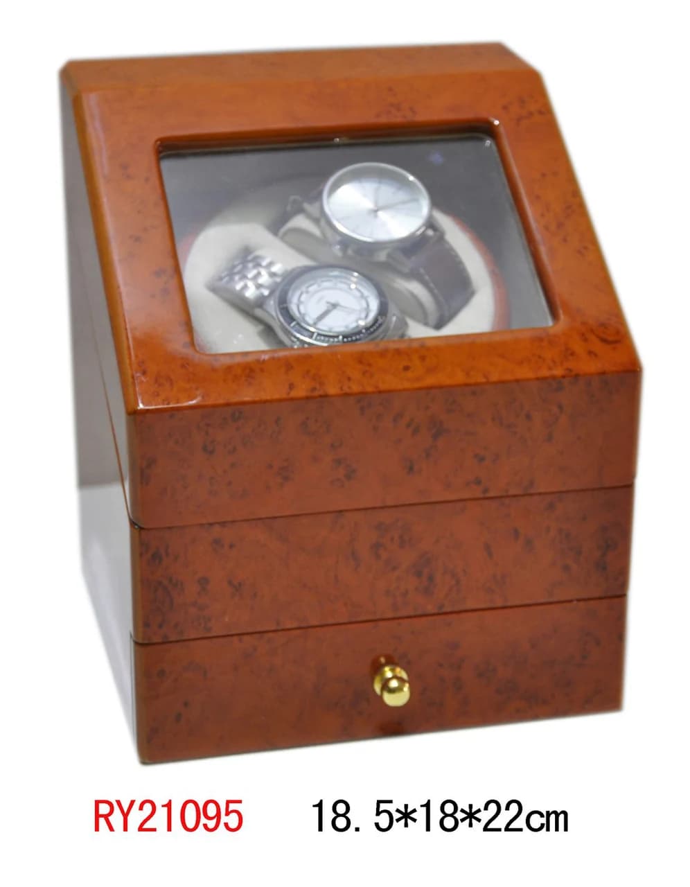 Reddish burl woodgrain Watch Winder RY21095 — product photograph