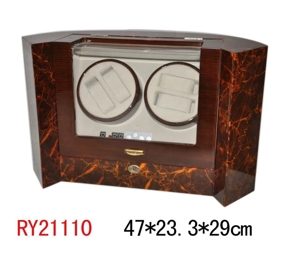 Tortoiseshell brown with silver frame Watch Winder RY21110 — product photograph