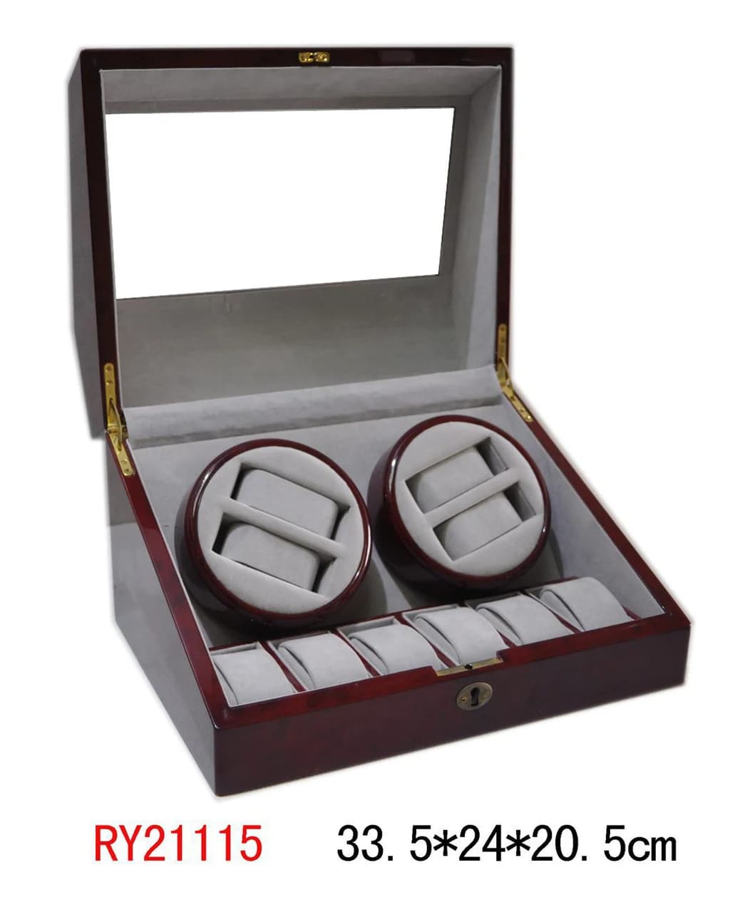 Burgundy woodgrain Watch Winder RY21115 — product photograph