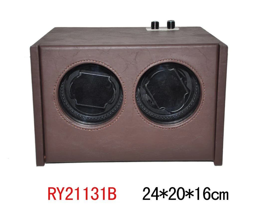 Dark brown crocodile texture Watch Winder RY21131B — product photograph