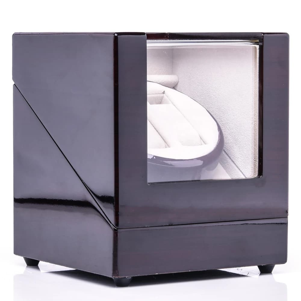 Dark wood-look brown Watch Winder — product photograph