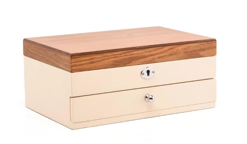 Light ivory with wood-look lid Jewelry Box — product photograph