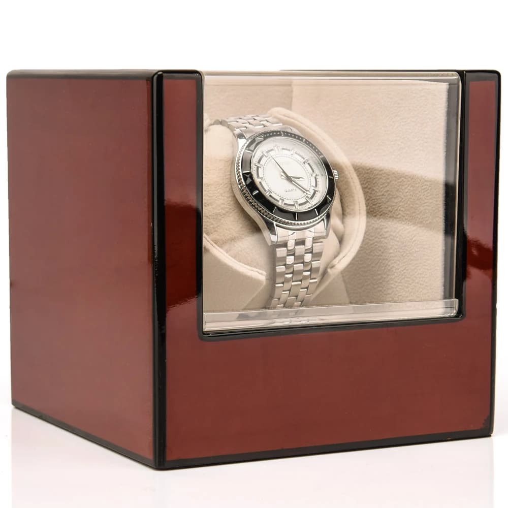 Reddish brown woodgrain Watch Winder — product photograph