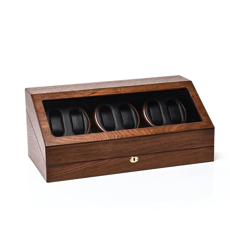 Brown woodgrain Watch Winder — product photograph