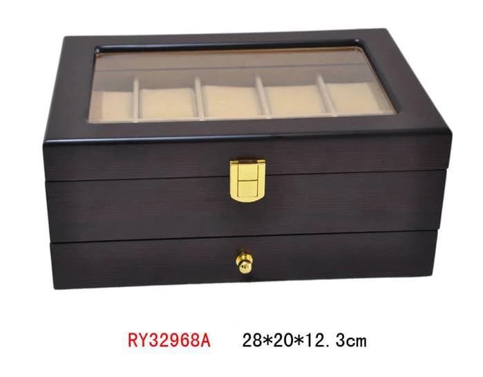 Brown woodgrain Watch Box RY32968A — product photograph