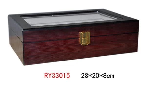 Burgundy woodgrain Watch Box RY33015 — product photograph