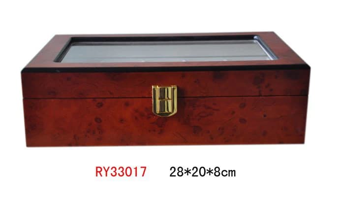 Reddish burl woodgrain Watch Box RY33017 — product photograph