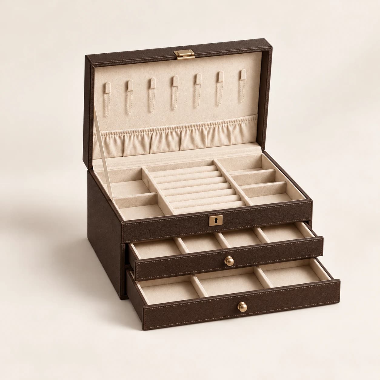 Large Lift-Top Jewelry Chest — AI concept illustration