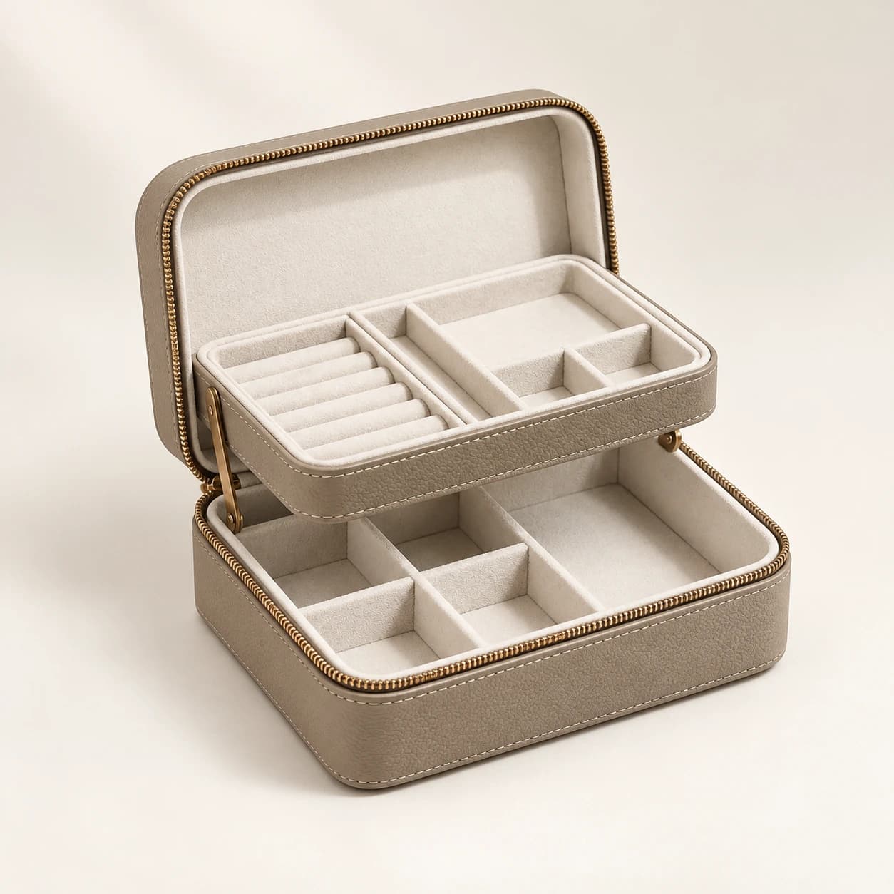 Double-layer travel jewelry organizer, AI concept illustration