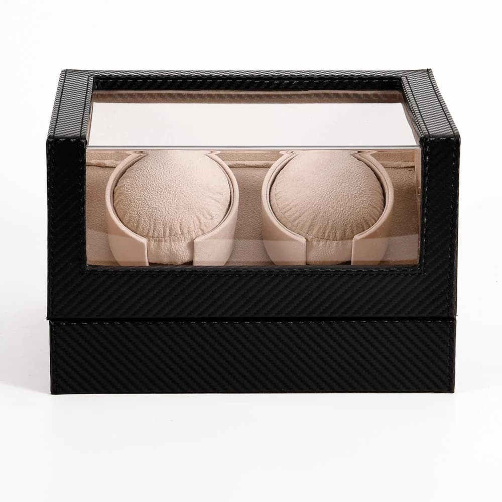 Black crocodile texture with light rotor cushions Watch Winder — product photograph