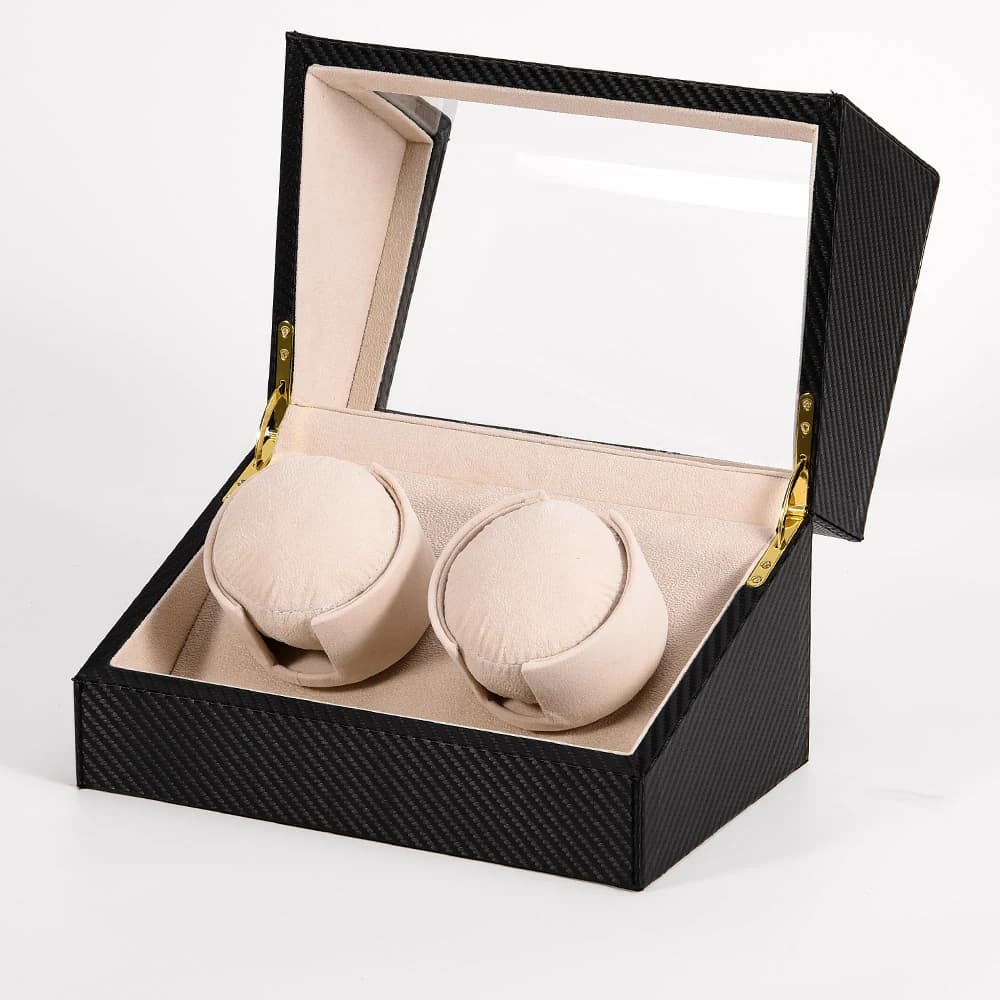 Black with beige rotor cushions Watch Winder — product photograph