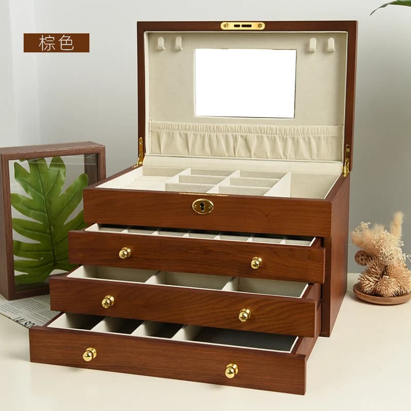 Light brown wood-look Jewelry Box — product photograph