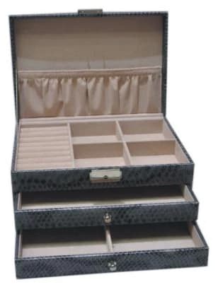 Gray reptile pattern Jewelry Box RY21021B — product photograph