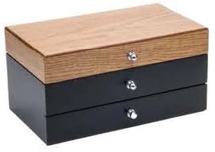 Black with light wood-look lid Jewelry Box RY24016-B — product photograph