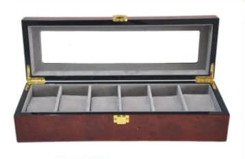 Reddish burl woodgrain Watch Box RY32972B — product photograph