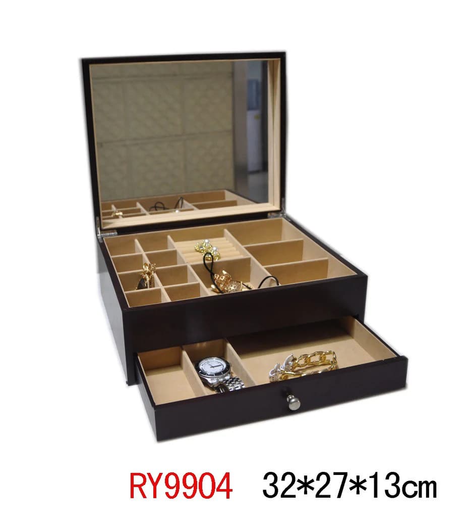 Burgundy wood-tone Jewelry Box RY9904 — product photograph