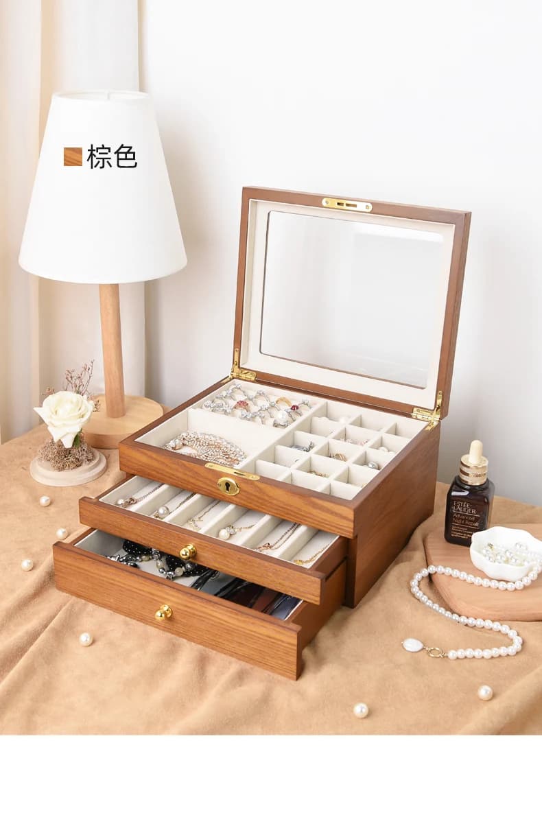 Brown woodgrain Jewelry Box — product photograph