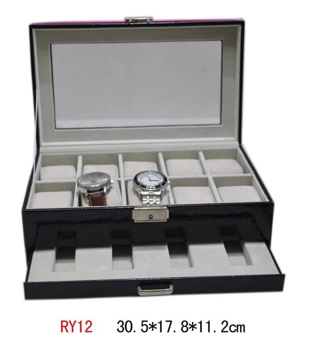 Black with magenta trim Watch Box RY12 — product photograph