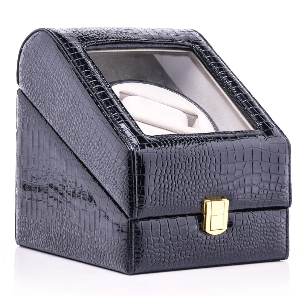 Black crocodile texture Watch Winder — product photograph
