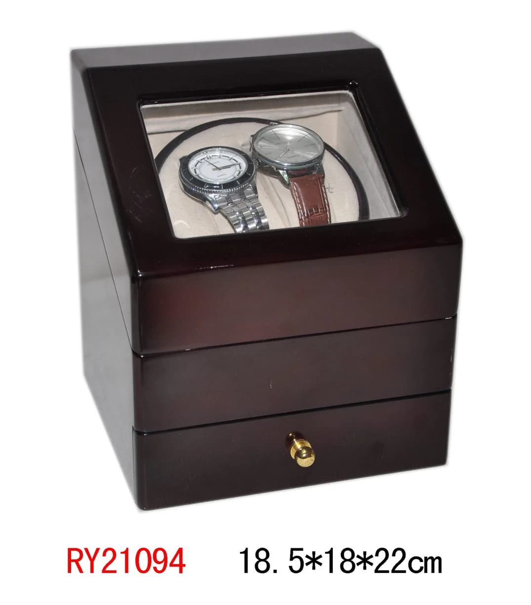 Brown woodgrain Watch Winder RY21094 — product photograph