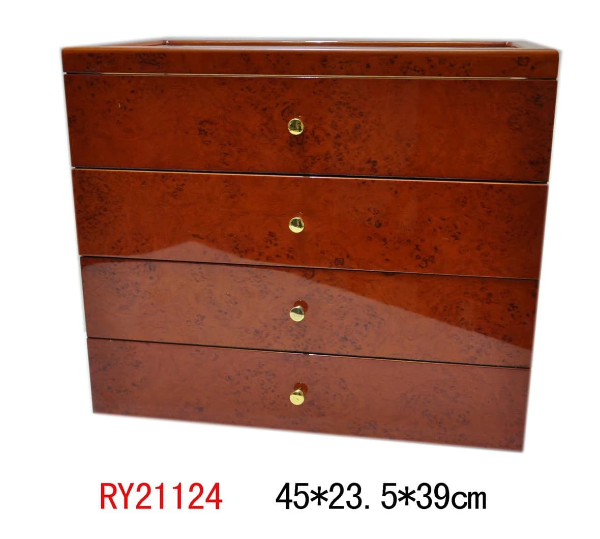 Reddish burl woodgrain Watch Box RY21124 — product photograph