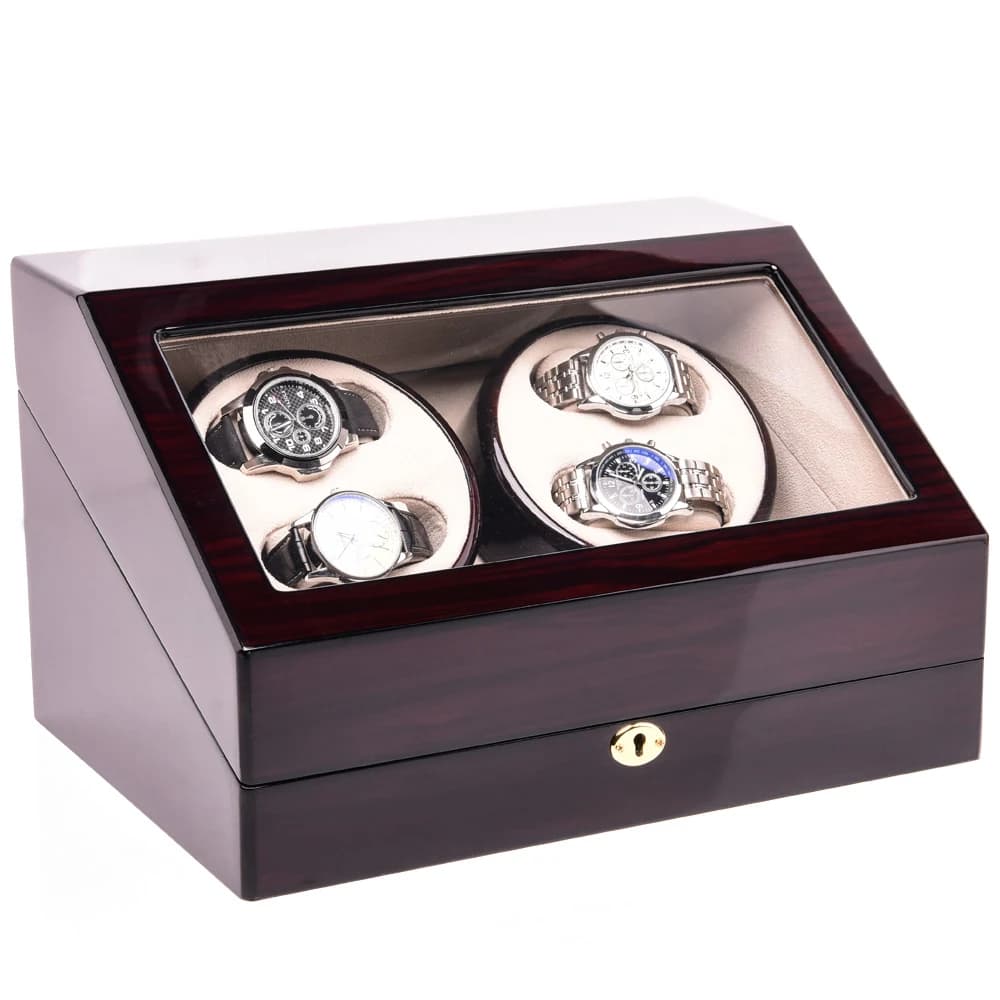 Burgundy woodgrain Watch Winder — product photograph