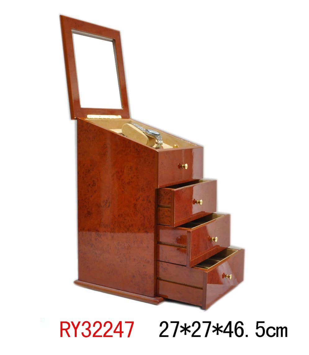 Reddish burl woodgrain Watch Box RY32247 — product photograph